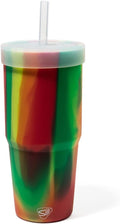 Silicone Straw Tumbler - 32 oz Unbreakable, Non-Toxic, Dishwasher Safe - Pack of 1 Hibiscus