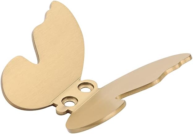 Z metnal Wall Hooks Decorative, Small Modern Gold Brass Hook, Butterfly Bath Towel Hook, Coat Hat Robe Hooks for Girl's Bedroom, Stainless Steel, Wall Mounted, 2 pcs