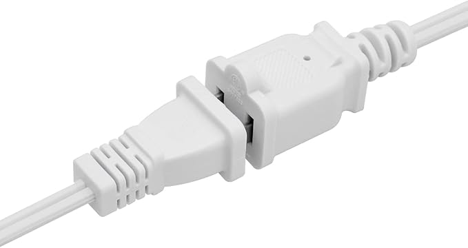 Small Extension Cord 1 FT,2 Prong White,Thin and Short Extension Cords,US Male/Female White Power Cable for Home,Office or Christmas Lights