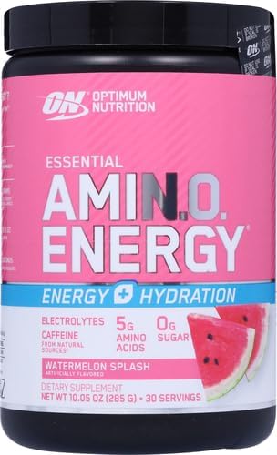 Optimum Nutrition Amino Energy Powder Plus Focus, with BCAA, Electrolytes, and Caffeine, Watermelon, 30 Servings (Packaging May Vary) (Pack of 6)