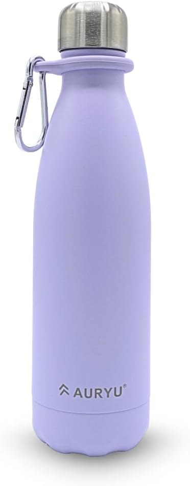 17oz Triple-Walled Insulated Stainless Steel Water Bottle, Keeps Drinks Cold for up to 24 Hours and Hot for up to 12 Hours, Leak Proof, Lavender