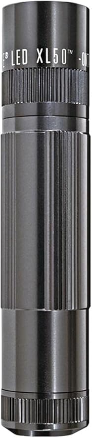 MagLite XL50 LED Flashlight, Compact and Powerful with Multi-Mode Functionality, Water-Resistant, 3-Cell AAA Battery-Powered – Gray