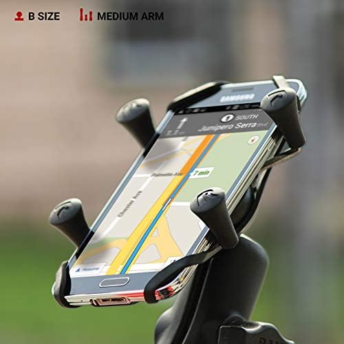 RAM MOUNTS X-Grip Drill-Down Phone Mount – Flat Surface Mount with Medium Arm (RAP-B-138-UN7U)