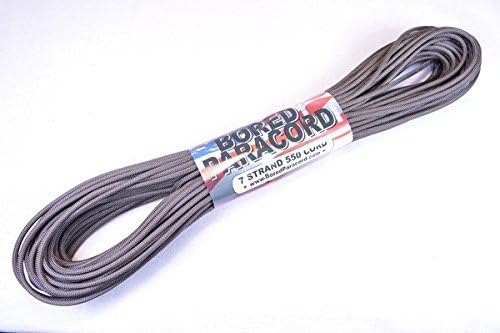 BORED? PARACORD! 550 lb Paracord – Ideal for Crafting, DIY Projects, Camping, Military & Active Outdoors – 300+ Colors – Tactical Parachute Cord Type III – Strong - Charcoal Grey 50 Feet