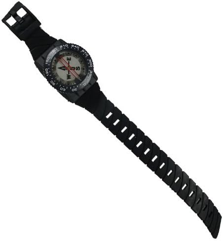 Scuba Choice Deluxe Diving Wrist Compass with Hose Mount, Glowing Dial, 80m Depth Rating, 15” Adjustable Strap, Portable for Underwater Navigation, Reliable & Durable – Black