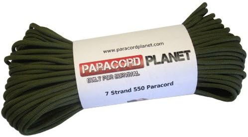Paracord Planet Solid Color 550lb Paracord – 7 Strand Type III Nylon Cord for Indoor and Outdoor Tasks – Olive (25 ft)