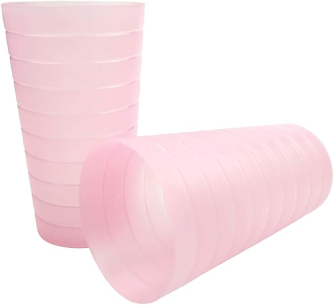 KX-WARE Mixed Drinkware 22-ounce Plastic Tumblers/Drinking Glasses/Party Cups/Iced Tea Glasses, Set of 12 Pink | Unbreakable, Dishwasher Safe, BPA Free