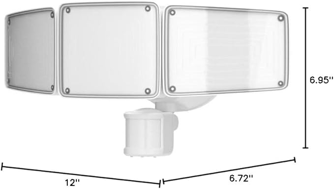 Home Zone Security 3500 Lumen LED Motion Sensor Light - Outdoor Weather Resistant Triple Head 5000K Security Light with Dusk to Dawn Mode and Easy Connect Back Panel, White