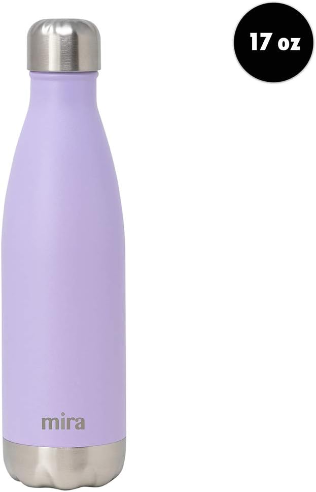MIRA 17 oz Insulated Water Bottle - Stainless Steel Cola Shape Thermo - Double Wall Hot & Cold Flask (24Hr Cold/12Hr Hot) - Lavender Violet
