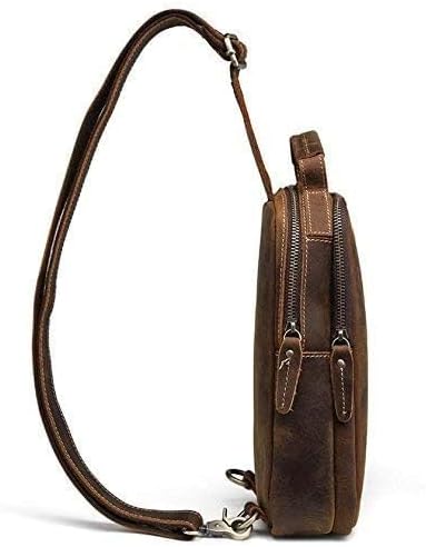 Hebetag Vintage Leather Sling Bag Handbag for Men Women Outdoor Travel Hiking Camping Shoulder Backpack