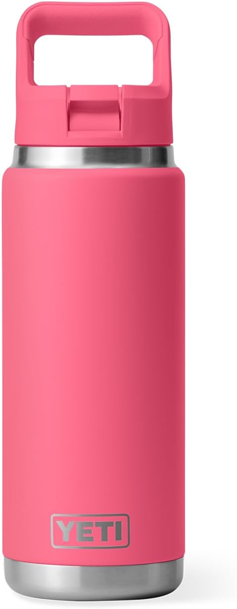 YETI Rambler 26 oz Bottle, Vacuum Insulated, Stainless Steel with Color Matching Straw Cap