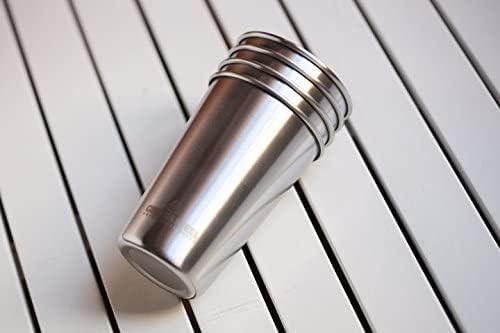 Greens Steel #1 Premium Stainless Steel Cup, 16 oz Pint Cups (4 Pack) Premium Metal Cups - Stackable Durable Cup