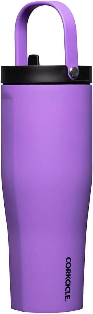 Corkcicle Go Cup XL - Leak-Proof Travel Tumbler - Triple Insulated Stainless Steel Water Bottle - Easy-Carry Handle - Summer Drinkware Gift - Keeps Drinks Ice Cold - 30 oz - Varsity Blue