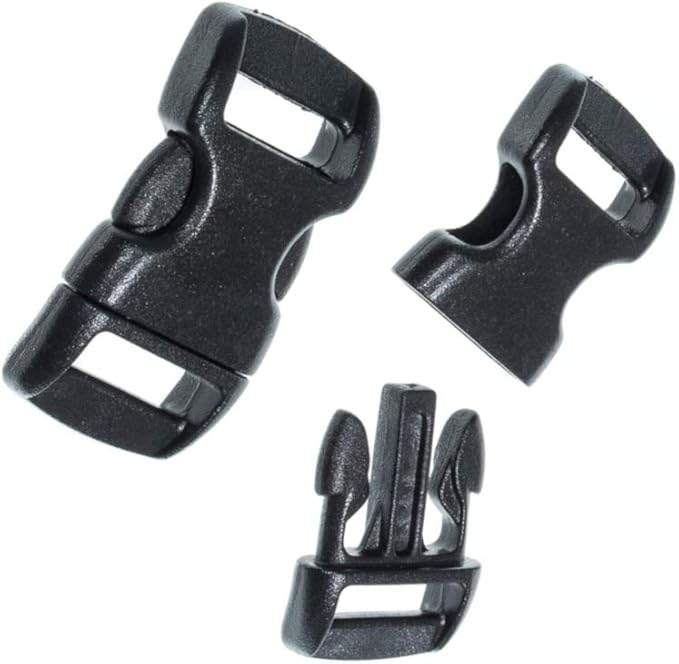 Black Plastic Side Release Buckles for Paracord Bracelets (3/8 Inch, 120 Pack)