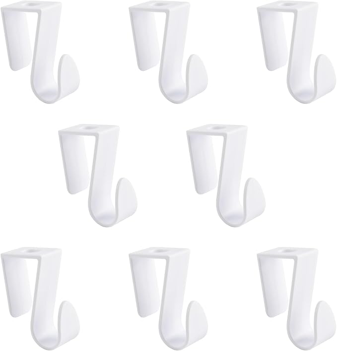 Over Cabinet Door Hooks, 8Pcs Plastic Over Door Single Hooks Multi-Purpose Over The Cupboard Drawer Hooks Space-Saving Hanger Extender Clips Hooks for Kitchen Bathroom Bedroom (White)
