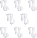 Over Cabinet Door Hooks, 8Pcs Plastic Over Door Single Hooks Multi-Purpose Over The Cupboard Drawer Hooks Space-Saving Hanger Extender Clips Hooks for Kitchen Bathroom Bedroom (White)