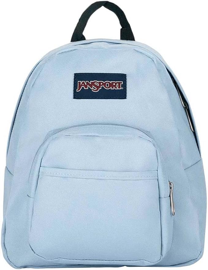 JanSport Half Pint Mini Backpack, 10.2 L - Durable Mini Bag Purse with Adjustable Shoulder Straps, Single Main Compartment, Zippered Stash Pocket, Blue Dusk