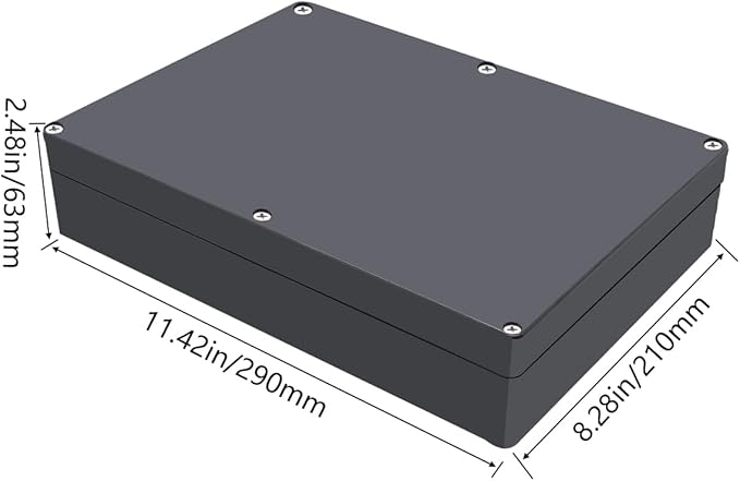Project Box ABS Black Electrical Boxes IP65 Outdoor Waterproof Box Electronic Junction Box Power Enclosure with Cable Glands for DIY Project 11.42x8.27x2.48 inch (290 x 210 x63 mm)