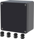 Project Box ABS Black Electrical Boxes IP65 Outdoor Waterproof Box Electronic Junction Box Power Enclosure with Cable Glands for DIY Project 4.72x4.72x2.95 inch (120x120x75mm)