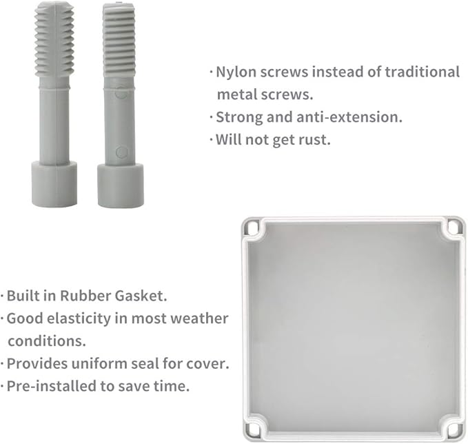 MAKERELE Grey Outdoor Electrical Box Weatherproof 11.02”7.48”5.12” (280190130mm) Plastic Junction Wire Case for Outdoor Electrical Projects with 2 NPT 1/2” Glands