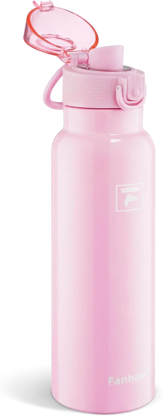 Fanhaw Daylite Series 24 oz Stainless Steel Insulated Water Bottle with Silicone Spout Lid, Double-Wall Vacuum Leakproof Metal Bottle, Anniversary Birthday Gift for Kids, Women & Men (Pink)