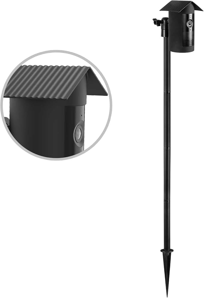 Security Camera Ground Stake Heavy Duty Stand Mount with Silicone Skin Cover for R-ing Outdoor Cam Plus Outdoor Security Camera Adjustable Bracket（Black）
