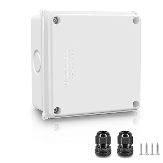 NineLeaf Junction Box, ABS Plastic Box IP65 Waterproof Outdoor Dustproof Water Resistant Electronic Enclosure, External Size 3.9 x 3.9 x 2.8 inch(100x100x70mm),White
