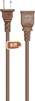 in Door Extension Cord 6FT 2 Prong Extension Cord Brown for Indoor Use Outdoor Use with Single Outlet - Ideal for Holiday Lights, Lamps, Cameras, Appliance ETL Listed