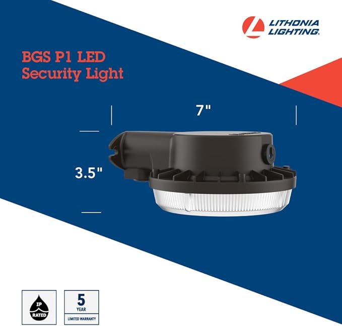 Lithonia Lighting BarnGuard LED Barn Light, Dusk to Dawn Outdoor Lighting, 4000K Cool White, Wall or Pole Mountable Yard Light Fixture, 120V, Aluminum, Dark Bronze