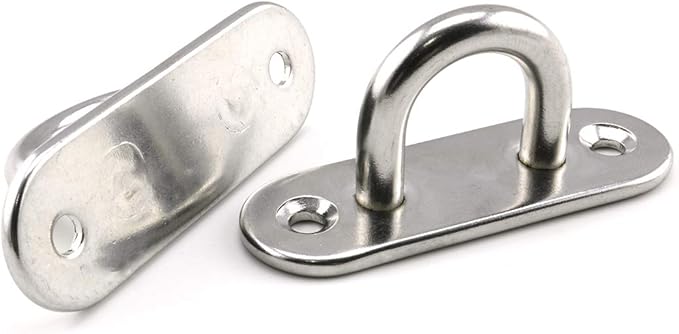 heyous 2 Set M8 Suspension Ceiling Wall Mount U Hook Anchor Hanger Stainless Steel Heavy Duty Multi Purpose Hammock Swing Ceiling Hook Strip Base Plate with Snap Hook