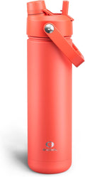 ENCOOL Insulated Water Bottle with Straw Stainless Steel Water Bottle, Leak-Proof, BPA-Free, Double Wall Vacuum Keeps Cold for 24 Hours for Sports, Travel, School (26 oz, Tawny Orange)