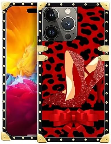 Compatible with iPhone 15 Pro Max Case, Elegant High Heels Luxury Golden Decoration for Girl Women Soft TPU Shockproof Protective Hard PC Back for iPhone 15 Pro Max
