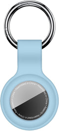 Linsaner Case for AirTag 2nd Gen (2026) & 1st Gen, Silicone Holder Keychain Key Ring, Protective Cover for Apple for Air Tags, GPS Finder Accessories for Bags, Pets, Kids, Luggage, Grey Blue