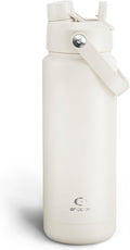 ENCOOL Insulated Water Bottle with Straw Stainless Steel Water Bottle, Leak-Proof, BPA-Free, Double Wall Vacuum Keeps Cold for 24 Hours for Sports, Travel, School (32 oz, Cream Moon)