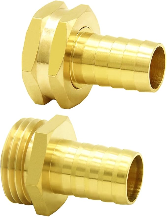Hooshing 3/4" Garden Hose Repair Kit Solid Brass Water Hose Mender Male and Female Hose Connectors with Clamps