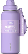 Hydrapeak 32oz Sport Insulated Water Bottle with Straw & Chug Lid, Leak & Spill Proof, Keeps Drinks Cold for 24 Hours, Hot for 12 Hours, Premium Stainless Steel Water Bottles (32oz, Digital Lavender)