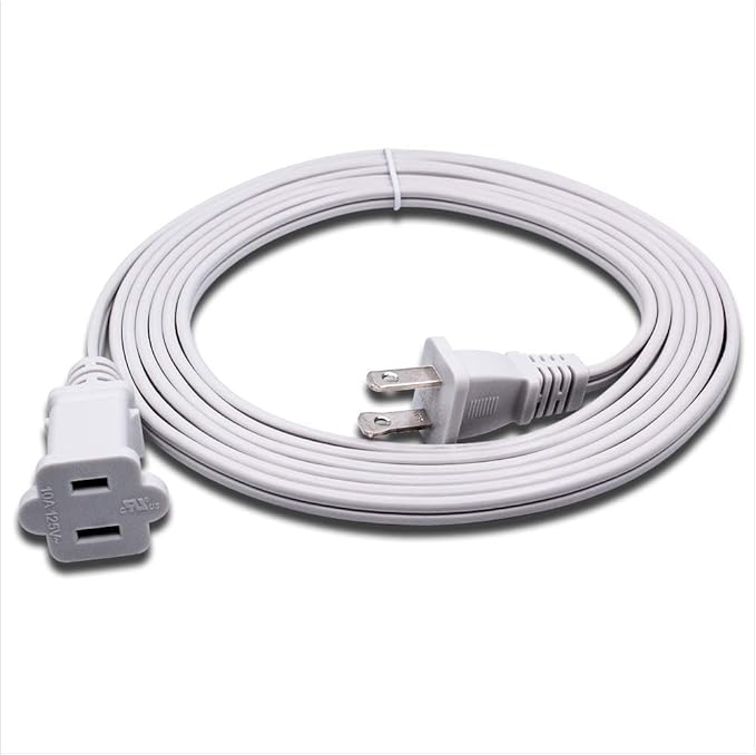 10FT 2 Prong Indoor Extension Cord,Thin White Extension Cords Male/Female Power Cable for Home Office Outdoor, 18/2 ETL Listed 10 FT Extension Cord