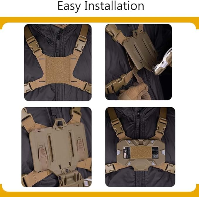 Foldable Tactical Vest Chest Rig Phone Holder, Molle Plate Carrier Pouch Navigation Board Harness Chest Mount