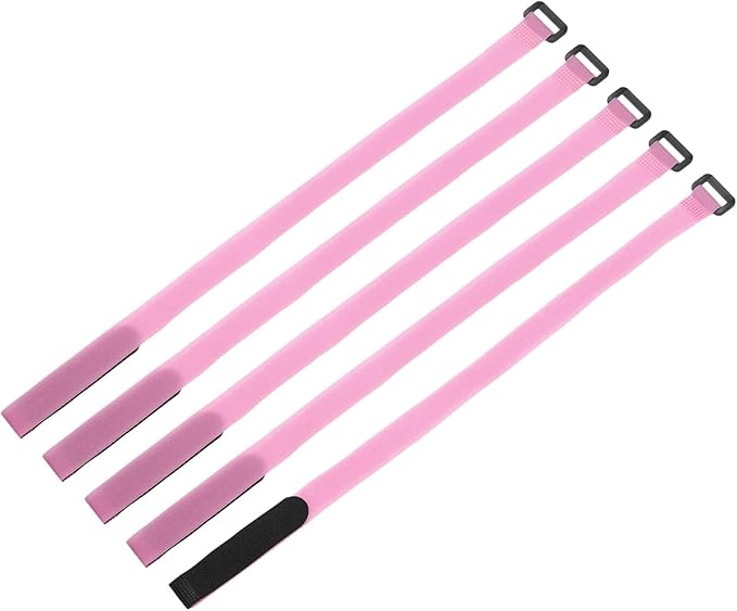 MECCANIXITY 5Pcs Reusable Battery Tie Down Straps,0.8x20" Pink Nylon Multipurpose Battery Hold Down Adjustable Cinch Strap Hook Loop Fastening Tie for Quadcopters FPV RC Drone Boat Car