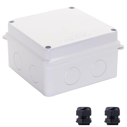 Junction Box, Reserved Holes Electrical Boxes Waterproof IP65 ABS Plastic Electrical Power Cord Enclosure Project Box White 3.9 x 3.9 x 2.8 inch(100x100x70mm)