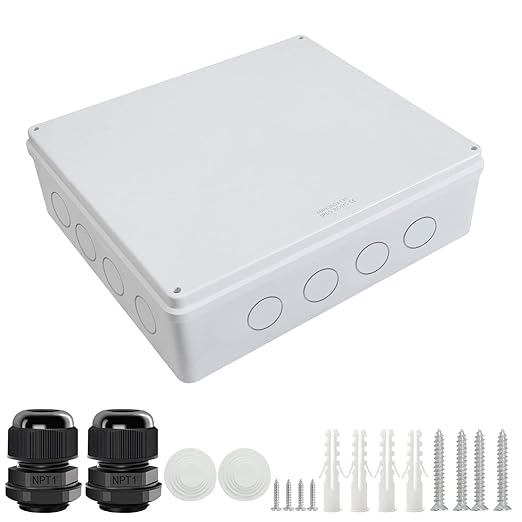 LeMotech Junction Box, Electrical Box IP65 Water Resistant Dustproof ABS Plastic Project Enclosure for Electronics White 15.7 x 13.8 x 4.7 inch
