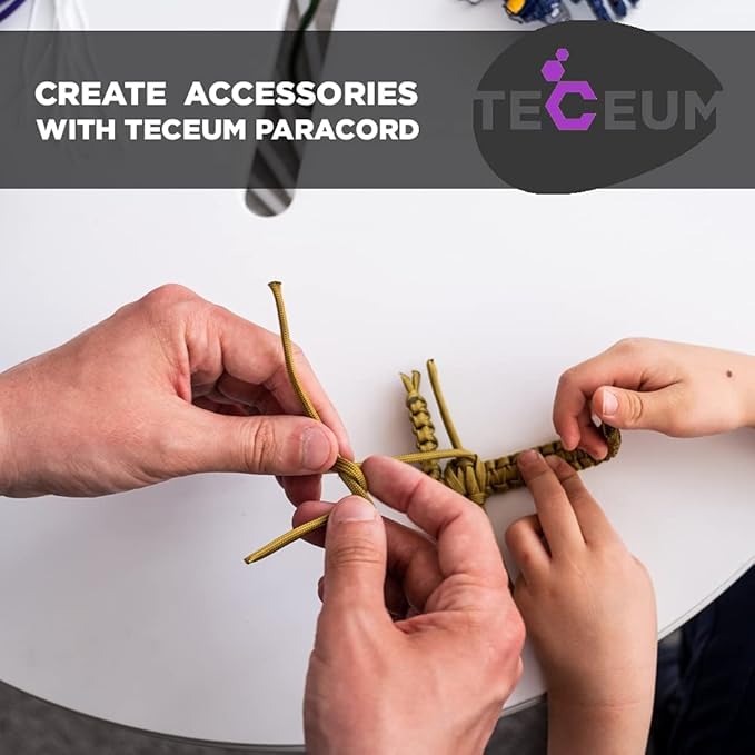 TECEUM Reflective Paracord Rope 1000 – 1000ft/200ft/100ft/50ft – 40+ Colors – Glow in The Dark – para Cord – Utility Rope for Survival, Hunting & Camping Gear – Nylon String, Camping Rope, Tent Cord