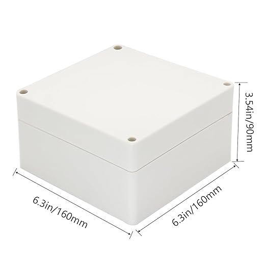 Project Box IP65 Waterproof Junction Box ABS Plastic Electrical Boxes DIY Electronic Project Case Power Enclosure White 6.30x6.30x3.54 inch (160 x 160 x90 mm)
