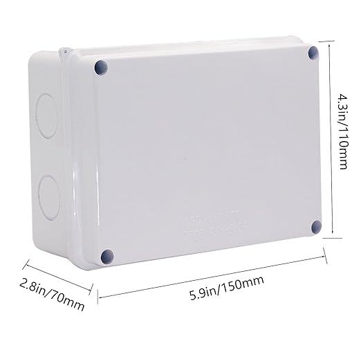 Electrical Box, 2 PCS Outdoor Waterproof Box IP65 Junction Box with Reserved Holes,ABS Plastic Project Box Power Cord Enclosure White 5.9 x 4.3 x 2.8 inch(150x110x70mm)