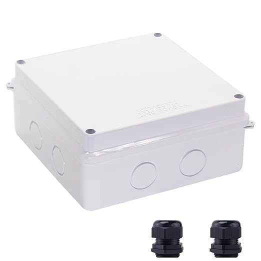Junction Box, Reserved Holes Electrical Boxes Waterproof IP65 ABS Plastic Electrical Power Cord Enclosure Project Box White 5.9 x 5.9 x 2.8 inch(150x150x70mm)