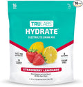 TRULABS Hydrate Electrolyte Drink Mix – Strawberry Lemon Flavor, Sugar-Free Hydration Packets with 1422 mg Electrolytes & 19 Vitamins & Minerals, Monk Fruit Sweetened, On-the-Go Sticks (16 Count)