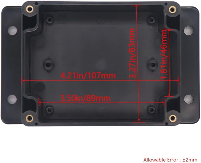 2 Pack Project Box IP65 Waterproof Junction Box ABS Plastic Black Electrical Boxes DIY Electronic Project Case Power Enclosure with Fixed Ear 4.53 x 3.54 x 2.17 inch (115x90x55mm)