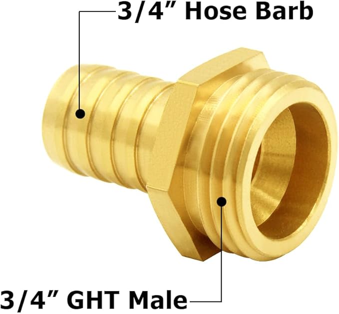Hooshing 3/4" Garden Hose Repair Kit Solid Brass Water Hose Mender Male and Female Hose Connectors with Clamps