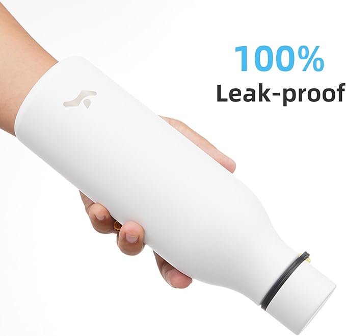 Konokyo Insulated Water Bottle with Strap,18 oz Double Wall Stainless Steel Vacuum Bottles Metal Water Flask,White