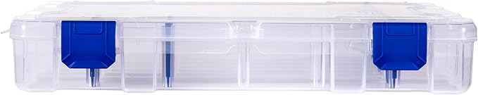 Flambeau Outdoors 4007 Tuff Tainer Fishing Tackle Box with Zerust Anti-Rust Dividers - Includes 12 Dividers, 24 Compartments, Clear Fishing Lure Organizer - 11" x 7.25" x 1.75"